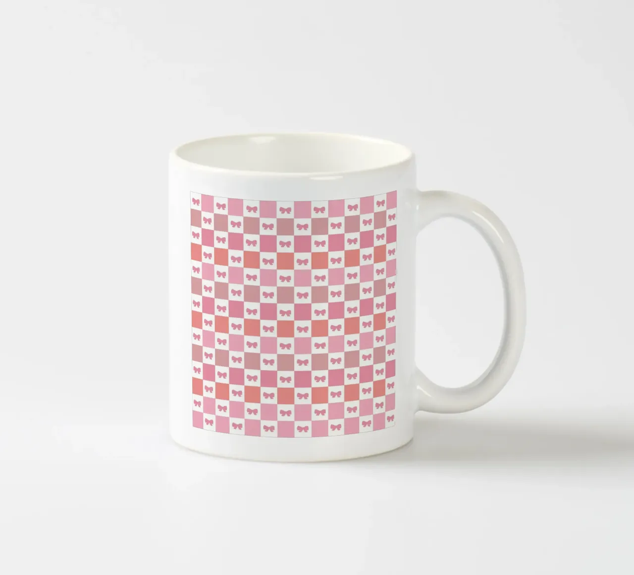 Simpatico motivo a quadri rosa con fiocchi tazza in ceramica da gulsengunel
