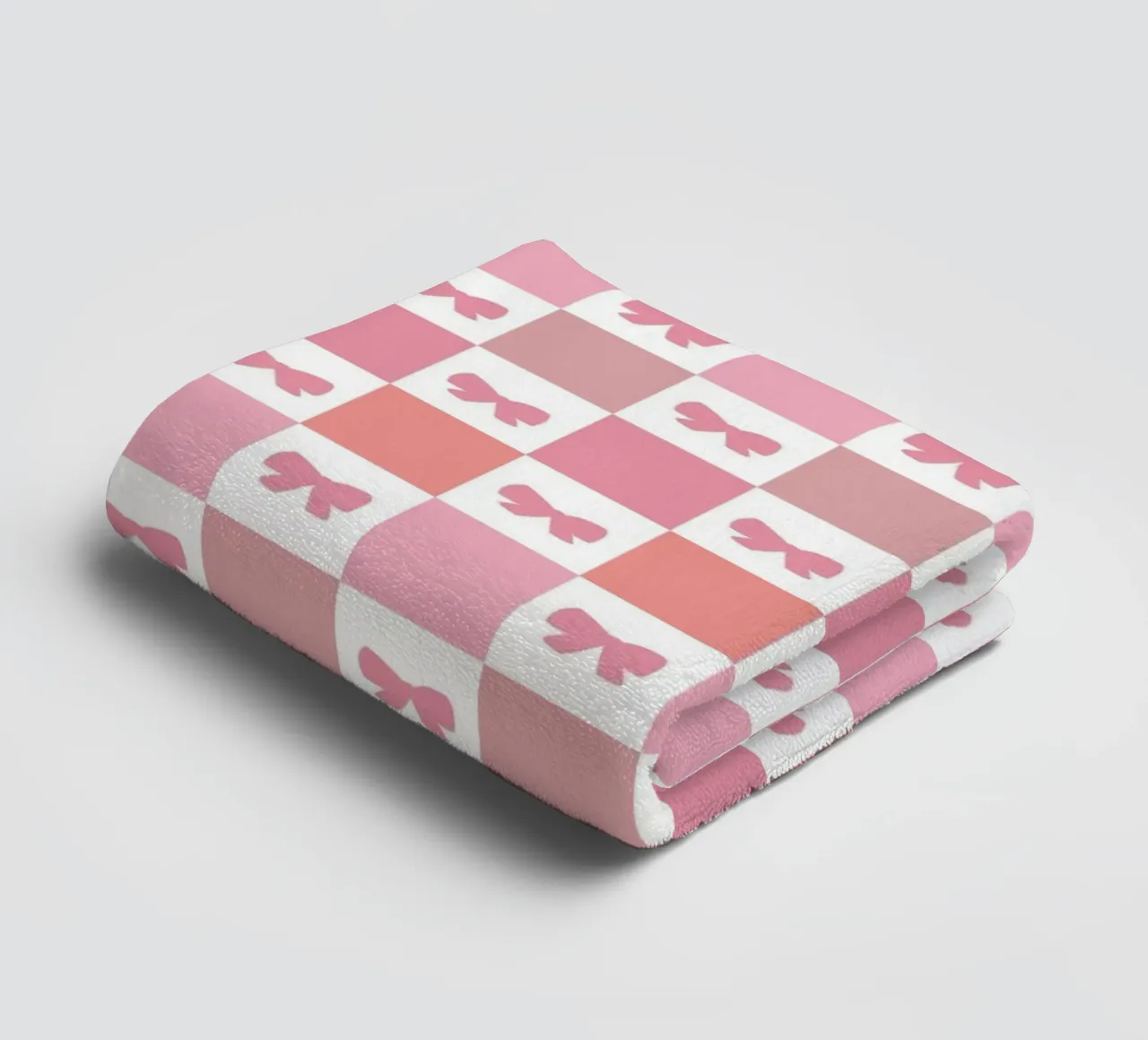 Cute pink plaid pattern with bows towel by gulsengunel