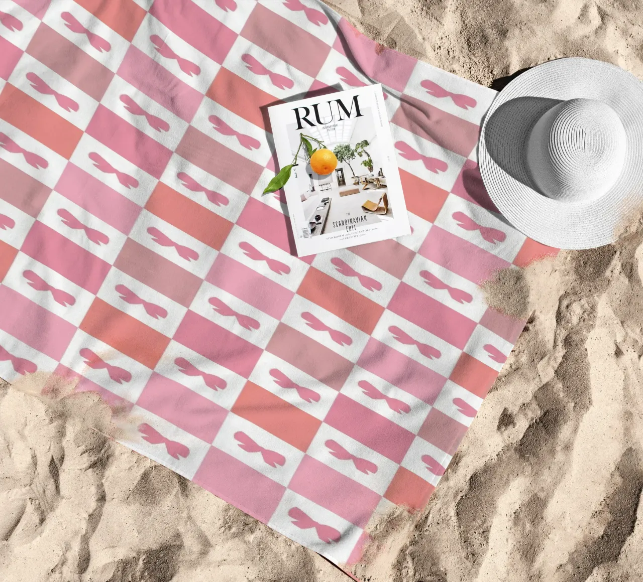 Cute pink plaid pattern with bows beach towel by gulsengunel