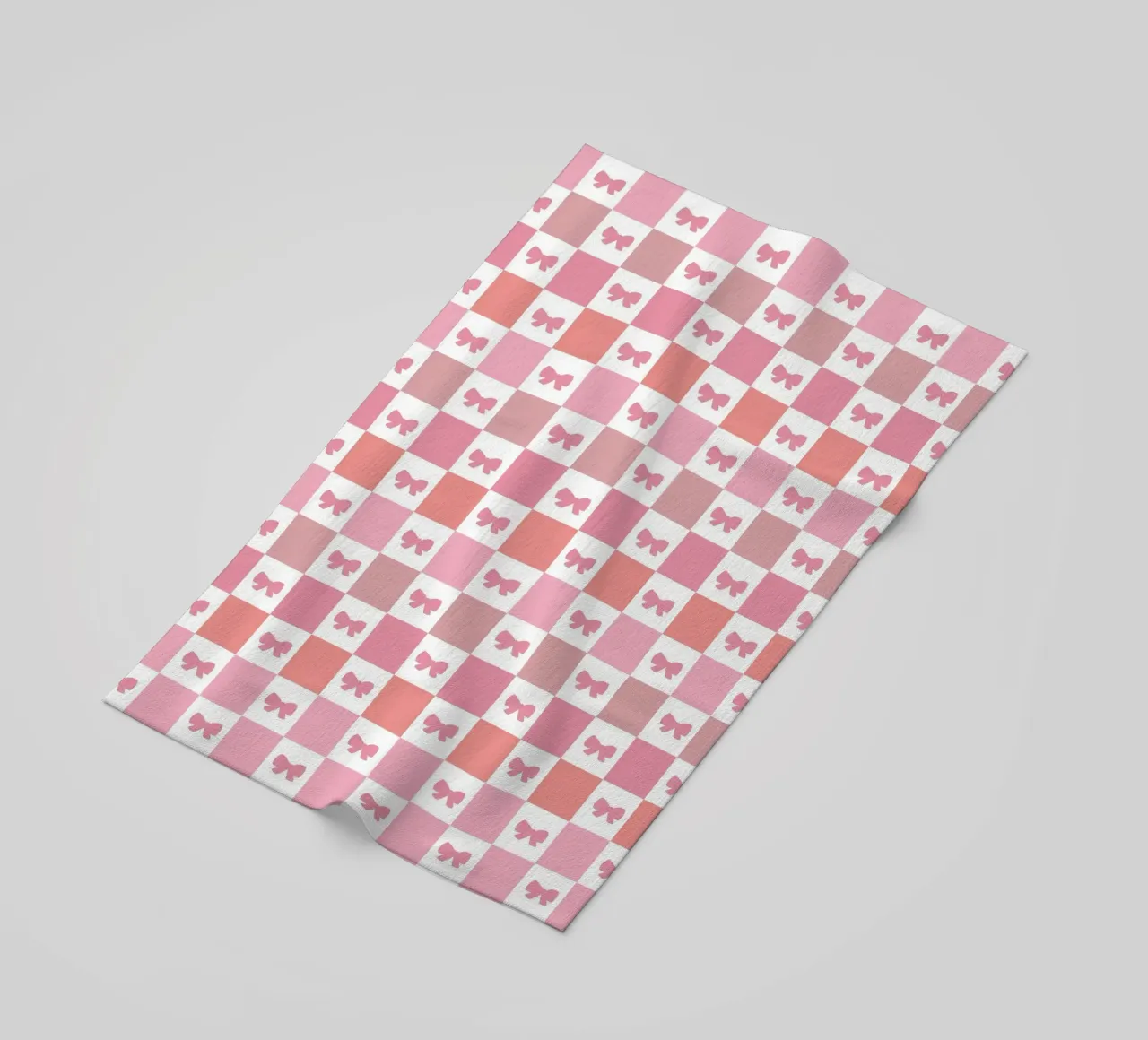 Cute pink plaid pattern with bows beach towel by gulsengunel