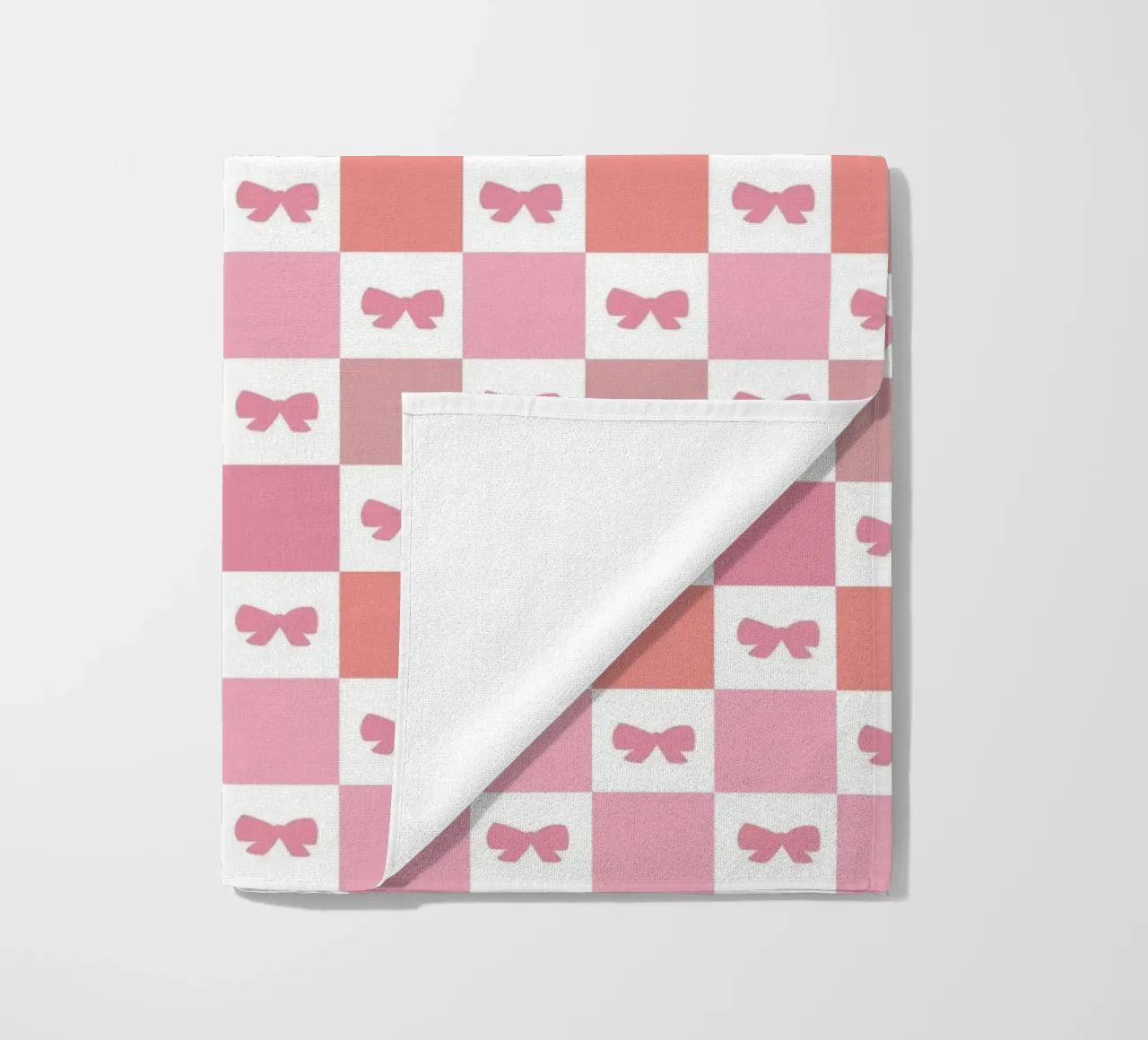 Cute pink plaid pattern with bows beach towel by gulsengunel