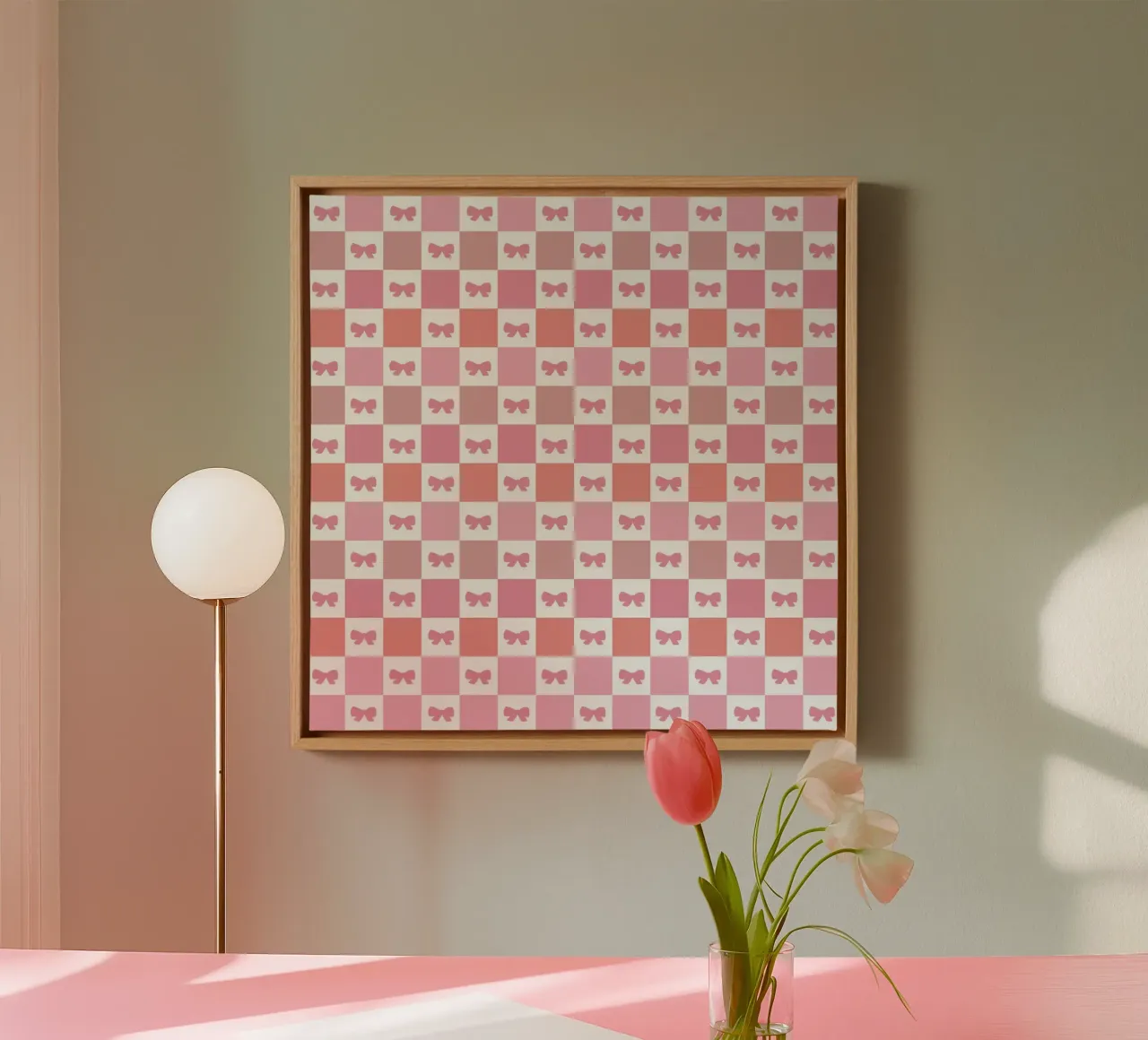 Cute pink plaid pattern with bows canvas by gulsengunel