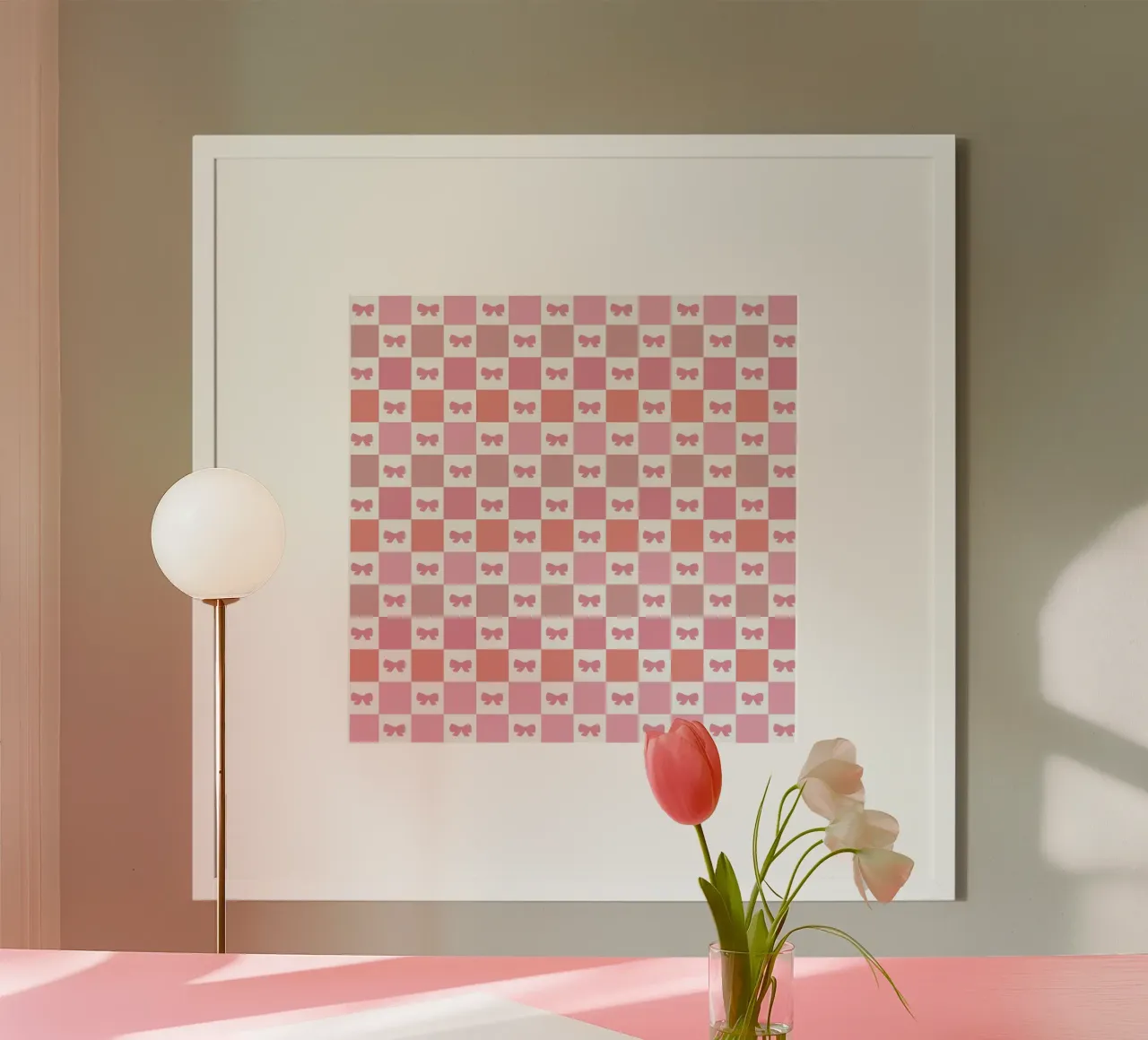 Mignon motif écossais rose avec nœuds poster de gulsengunel
