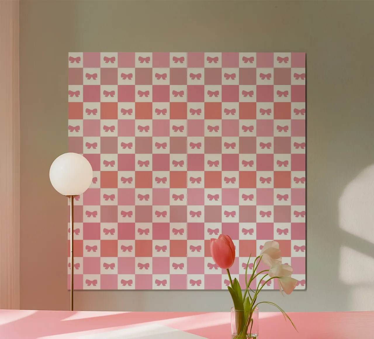 Mignon motif écossais rose avec nœuds poster de gulsengunel