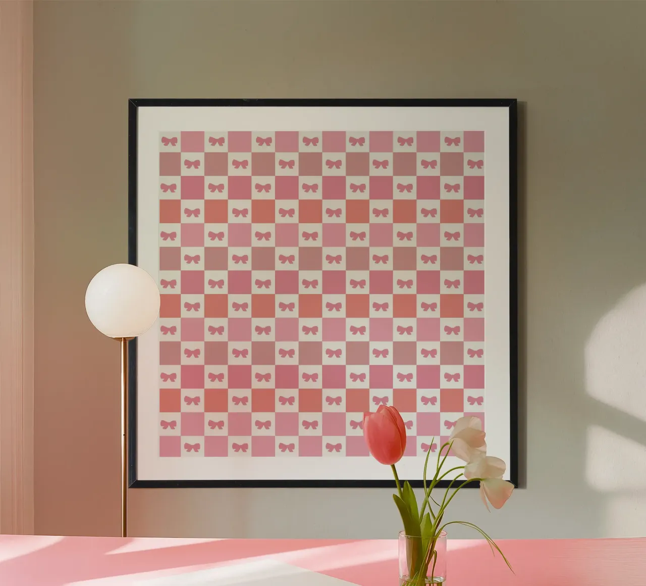 Mignon motif écossais rose avec nœuds poster de gulsengunel
