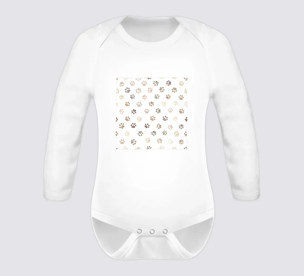 Impronte di zampe color terra body neonato maniche lunghe da gulsengunel