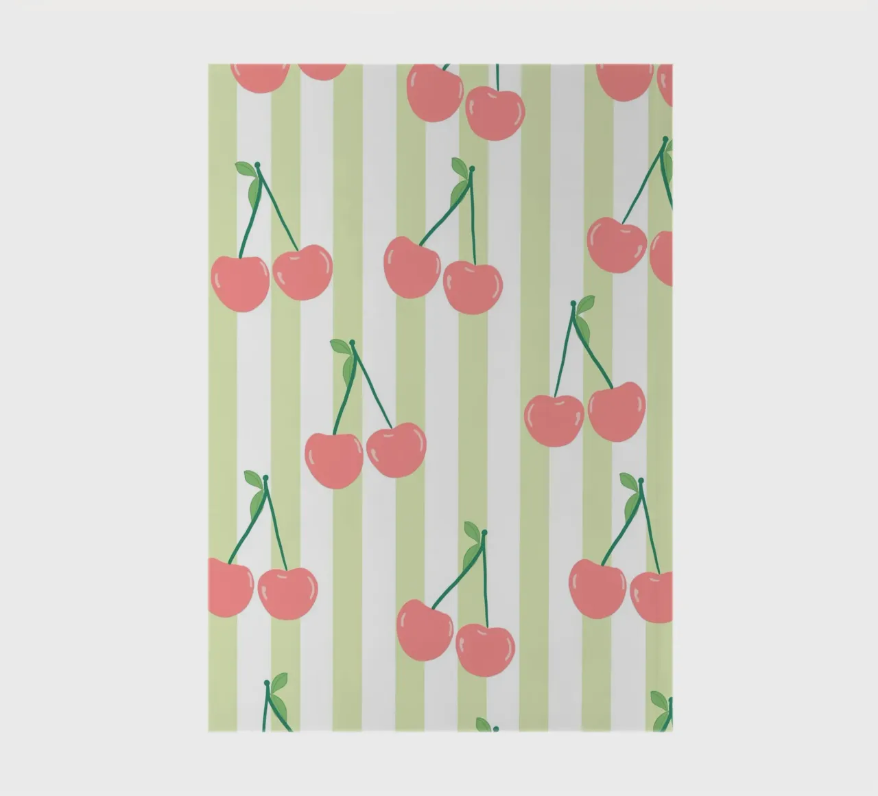 Green and white stripe pattern cherries pattern notebook by gulsengunel