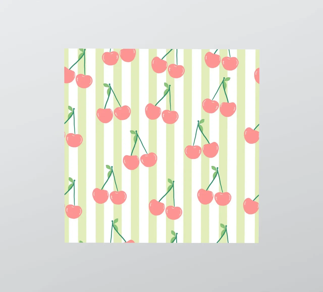 Green and white stripe pattern cherries pattern sticker by gulsengunel