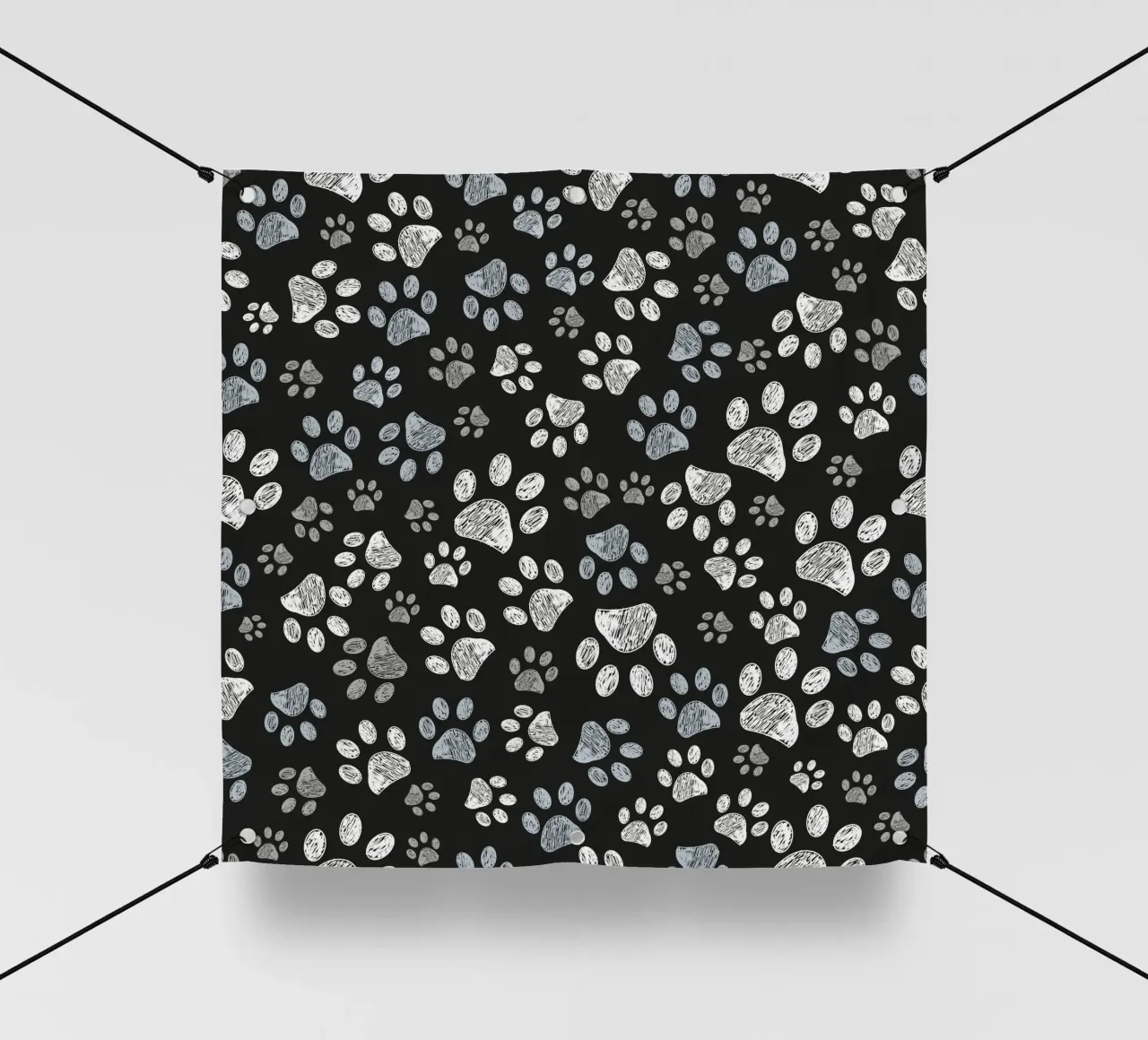 Impronte di zampa di barboncino di colore grigio nero telo in pvc da gulsengunel