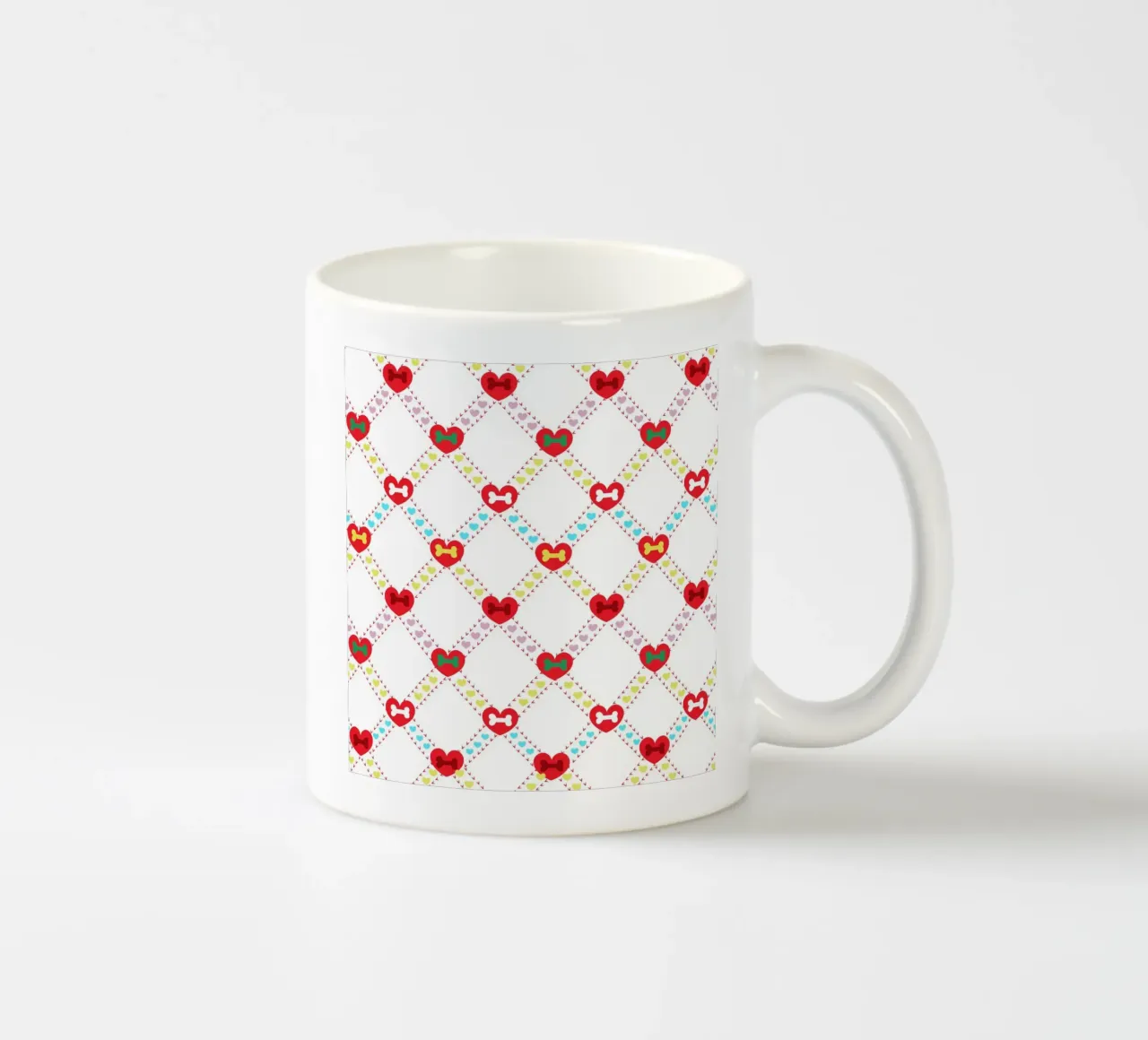 Plaid con ossa e cuori tazza in ceramica da gulsengunel