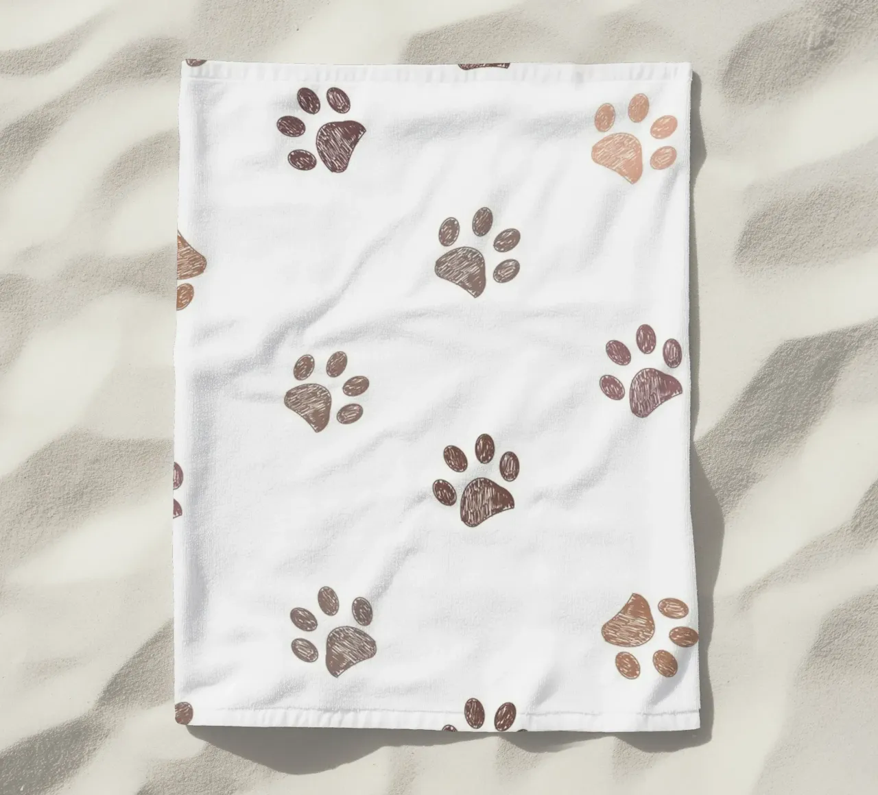 Seamless banner design paw prints beach towel by gulsengunel