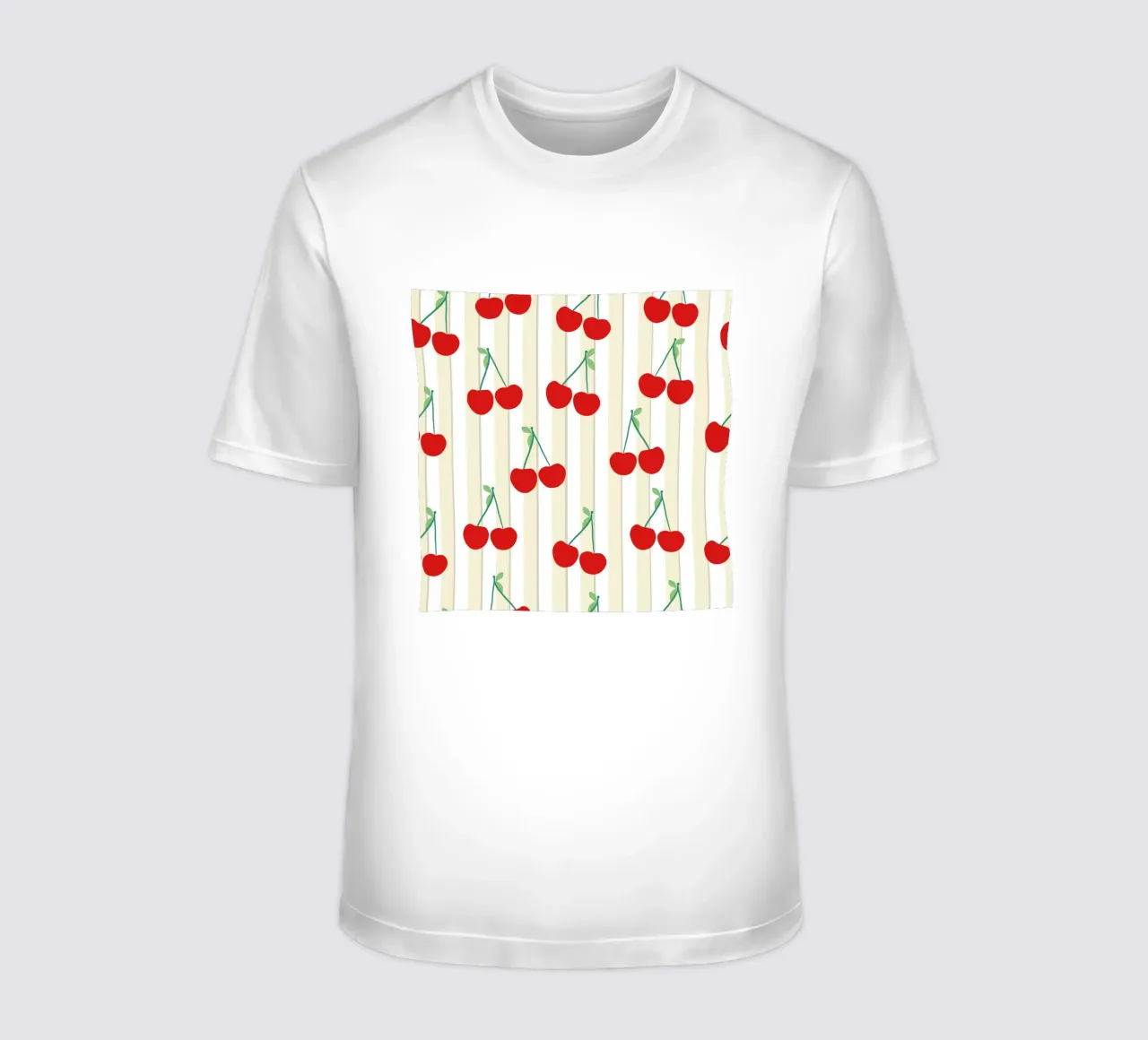 Groen wit streeppatroon kersenpatroon t-shirt van gulsengunel