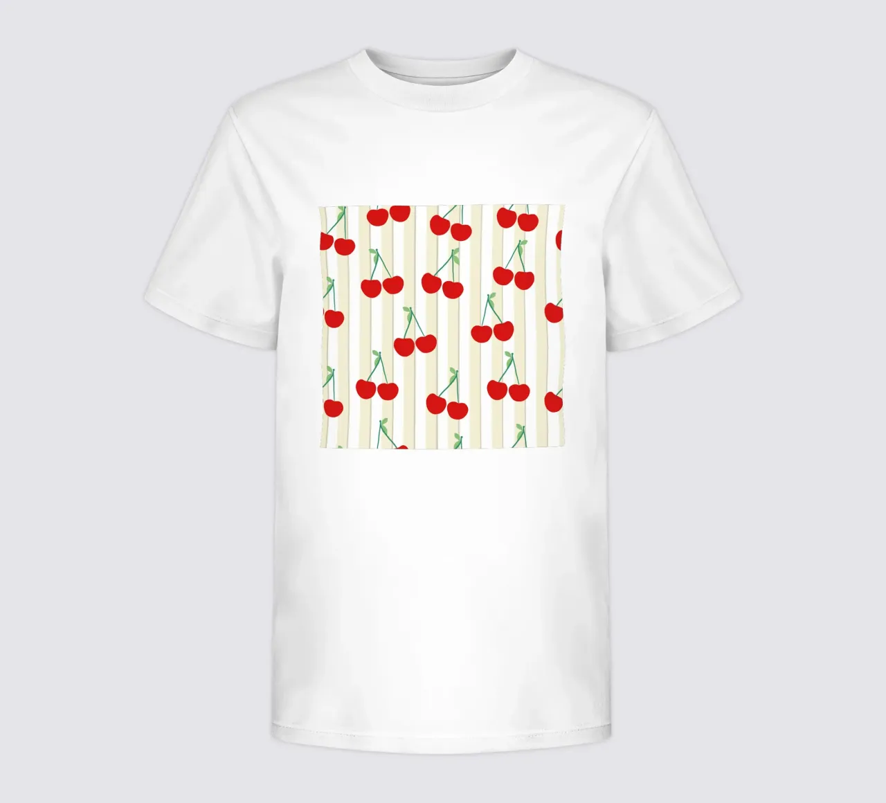 Green white stripe pattern cherries pattern kids t-shirt by gulsengunel