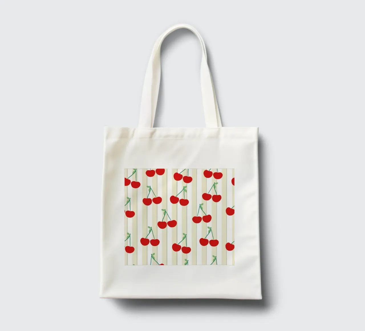 Motif de rayures vertes et blanches Motif de cerises tote bag de gulsengunel