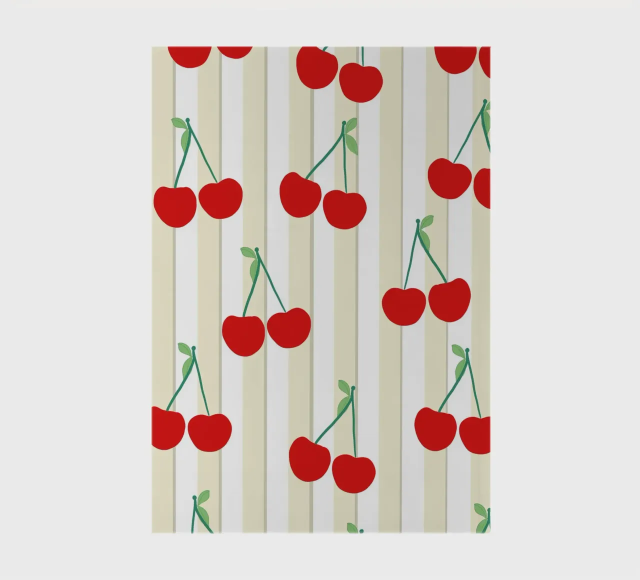 Grün weiß gestreiftes Muster Kirschen Muster Notizbuch von gulsengunel