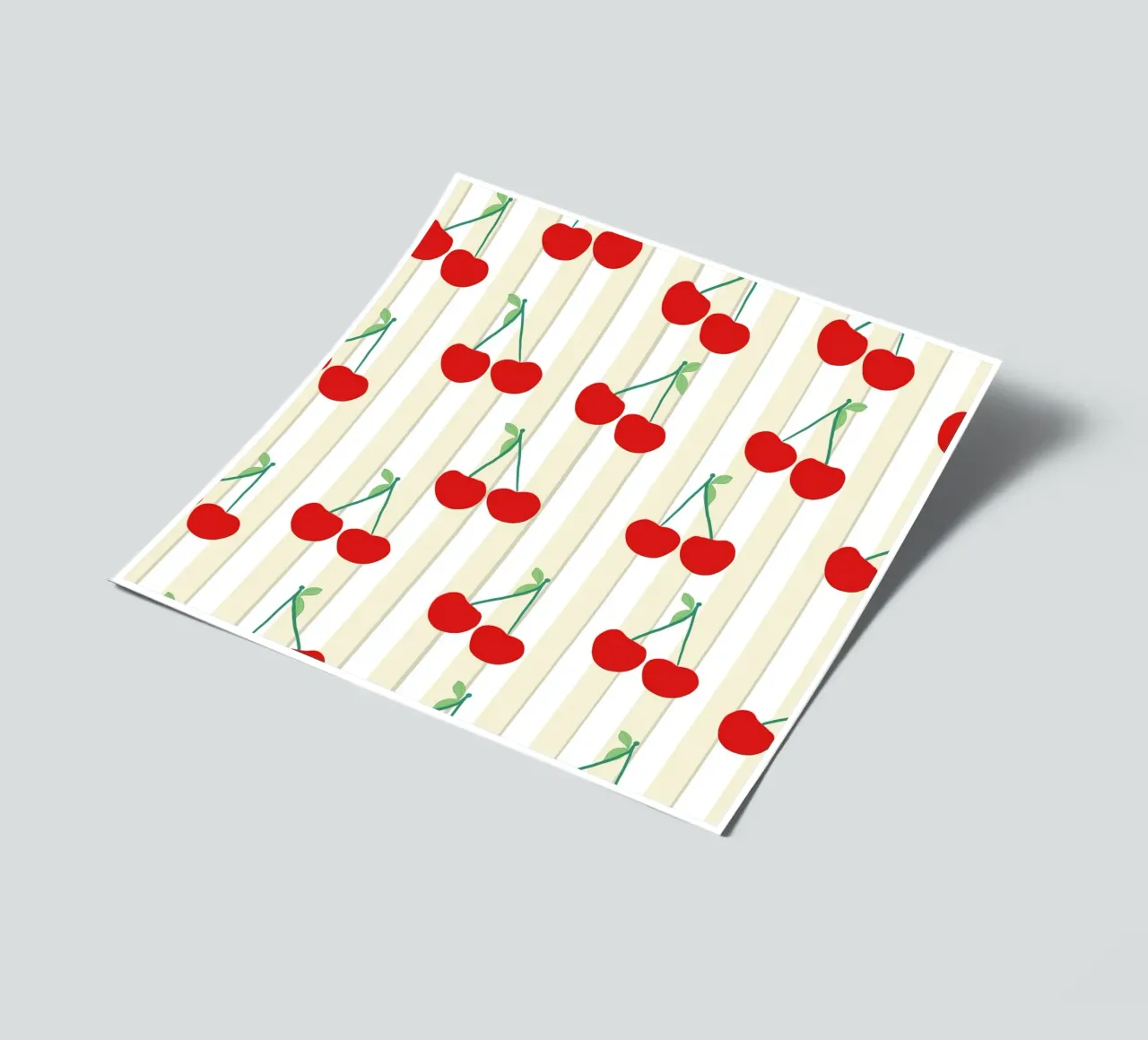 Green white stripe pattern cherries pattern sticker sheet by gulsengunel