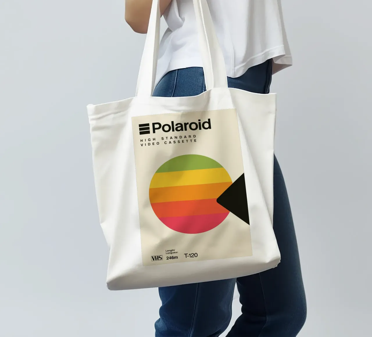 Retro wall art - VHS tape look with colour wheel tote bag by SMPLE