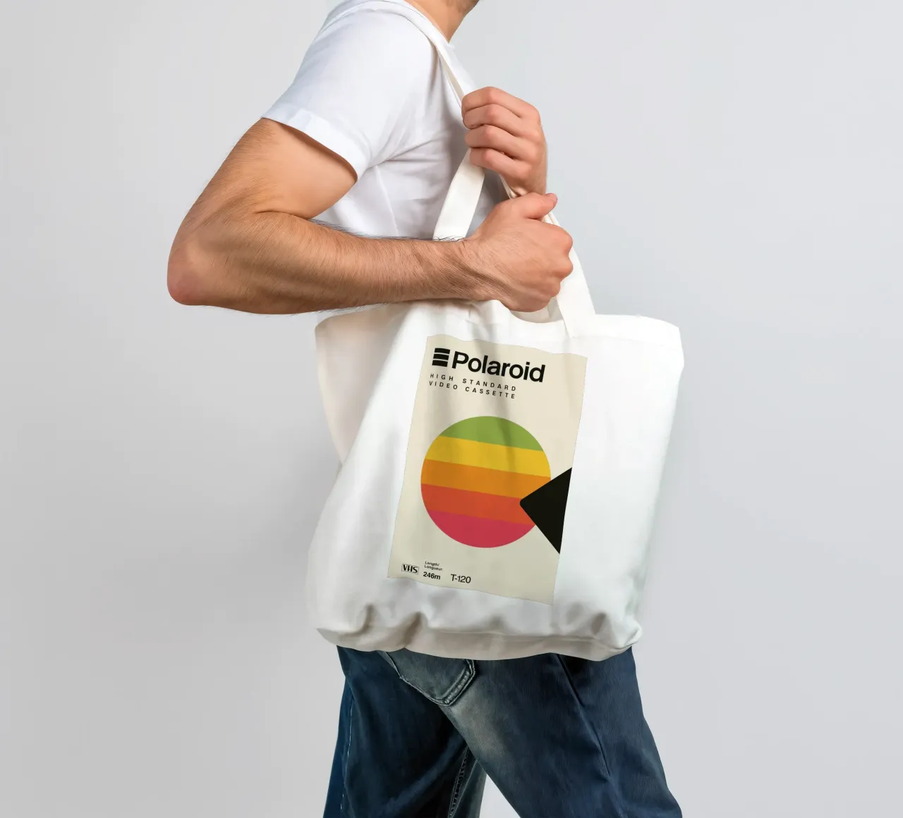Retro wall art - VHS tape look with colour wheel tote bag by SMPLE