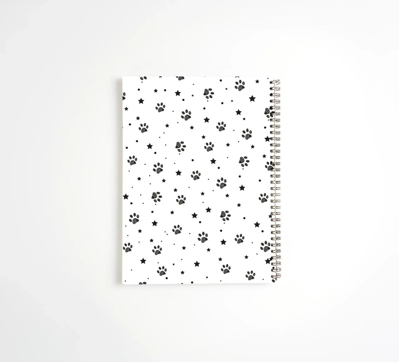 Seamless fabric pattern with paw and stars spiral notebook by gulsengunel