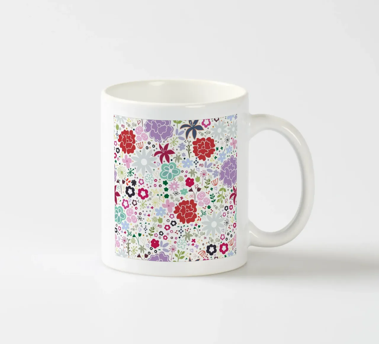 Ciliegie rosse frutta steli foglie sfondo a righe tazza in ceramica da gulsengunel