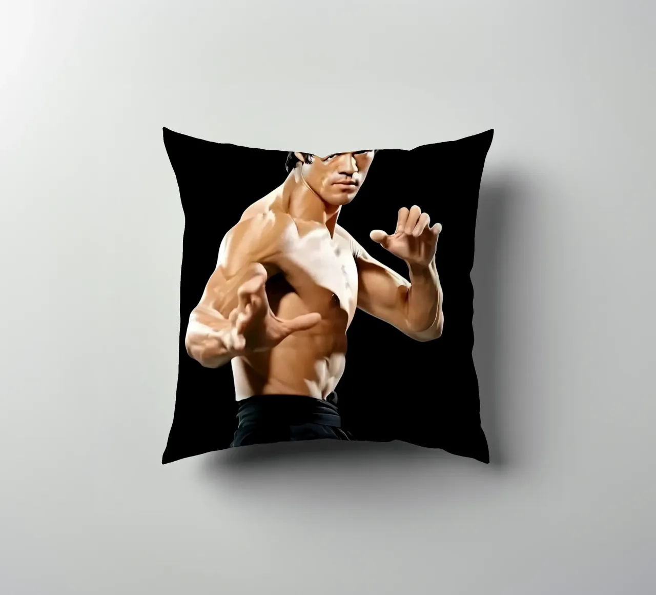 Bruce Lee decorative cushion by Low poly art
