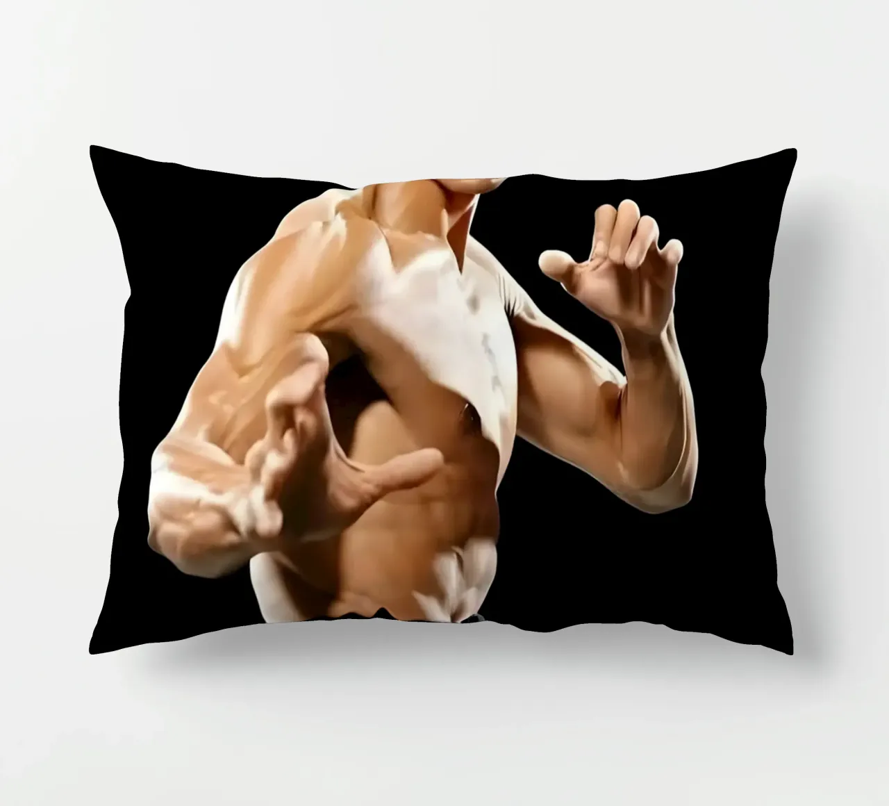 Bruce Lee decorative cushion by Low poly art