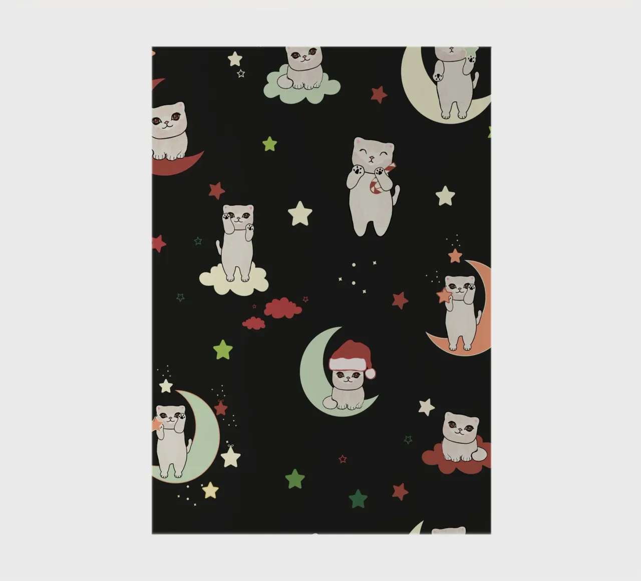Motif lune et chats vert noir carnet de notes de gulsengunel