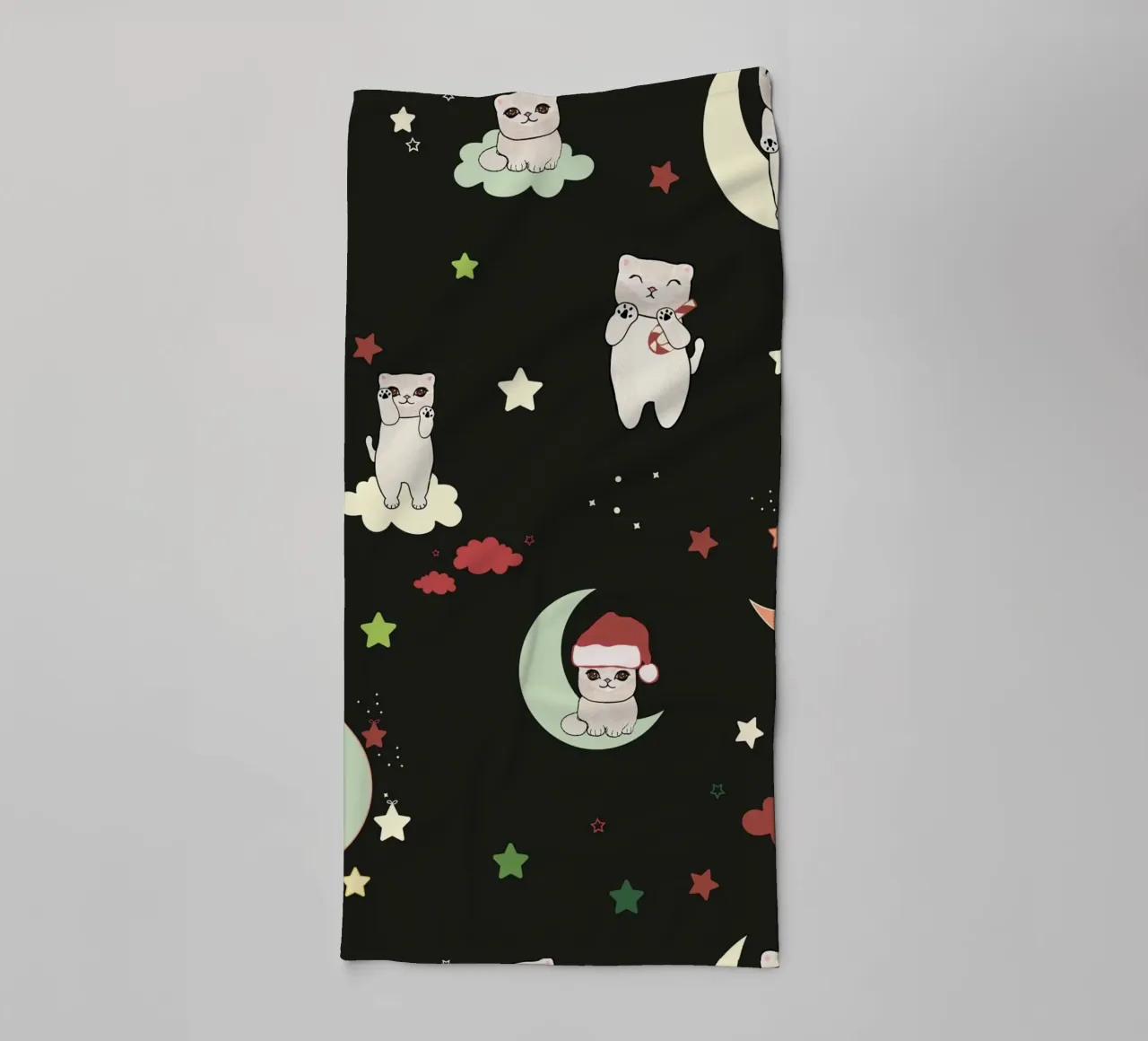 Motif lune et chats vert noir serviette de bain de gulsengunel