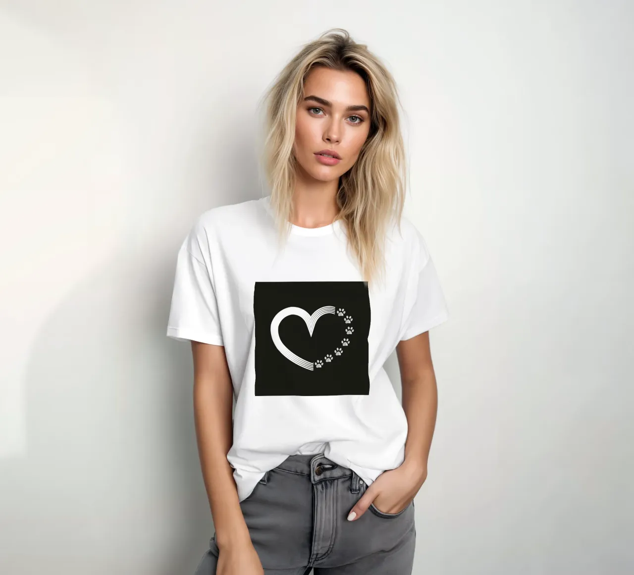 Impronte di zampe bianche fatte di cuore t-shirt da gulsengunel