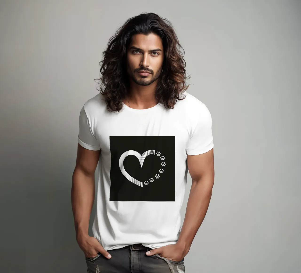 Impronte di zampe bianche fatte di cuore t-shirt da gulsengunel