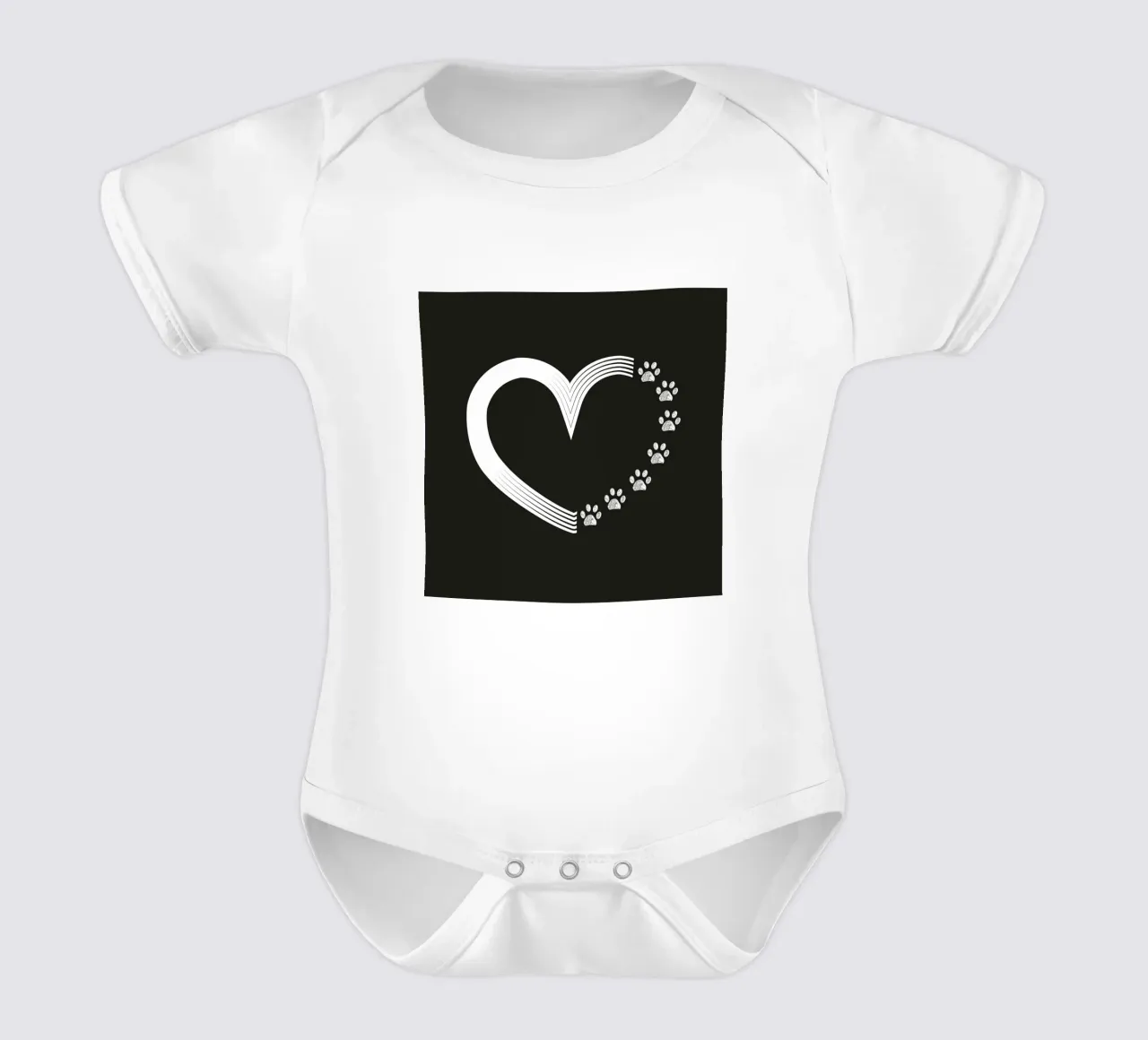 Impronte di zampe bianche fatte di cuore body neonato maniche corte da gulsengunel