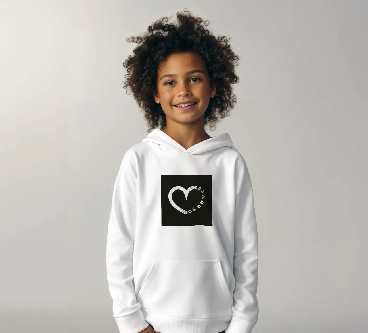 Impronte di zampe bianche fatte di cuore felpa bambino con cappuccio da gulsengunel