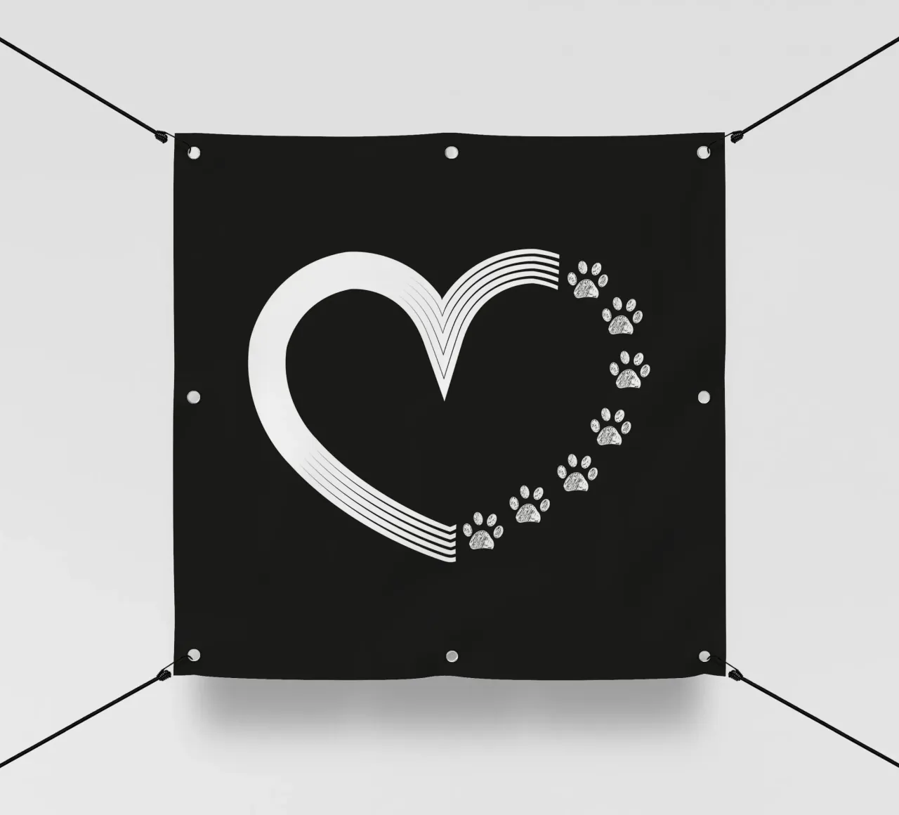 Impronte di zampe bianche fatte di cuore telo in pvc da gulsengunel