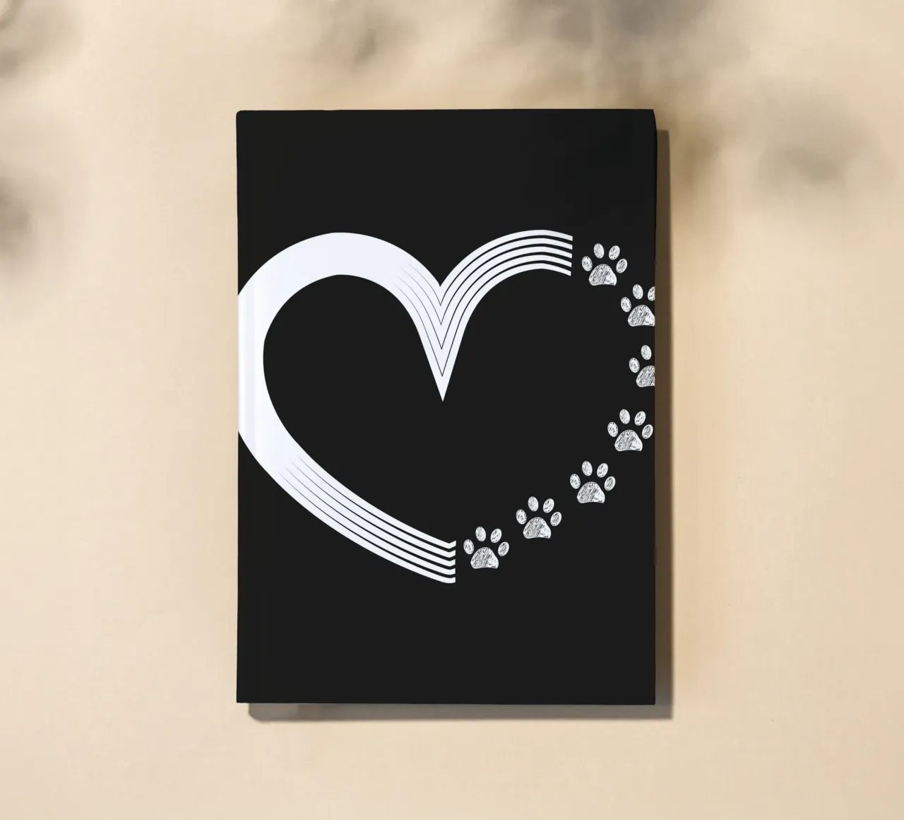 White paw prints made of heart notebook by gulsengunel