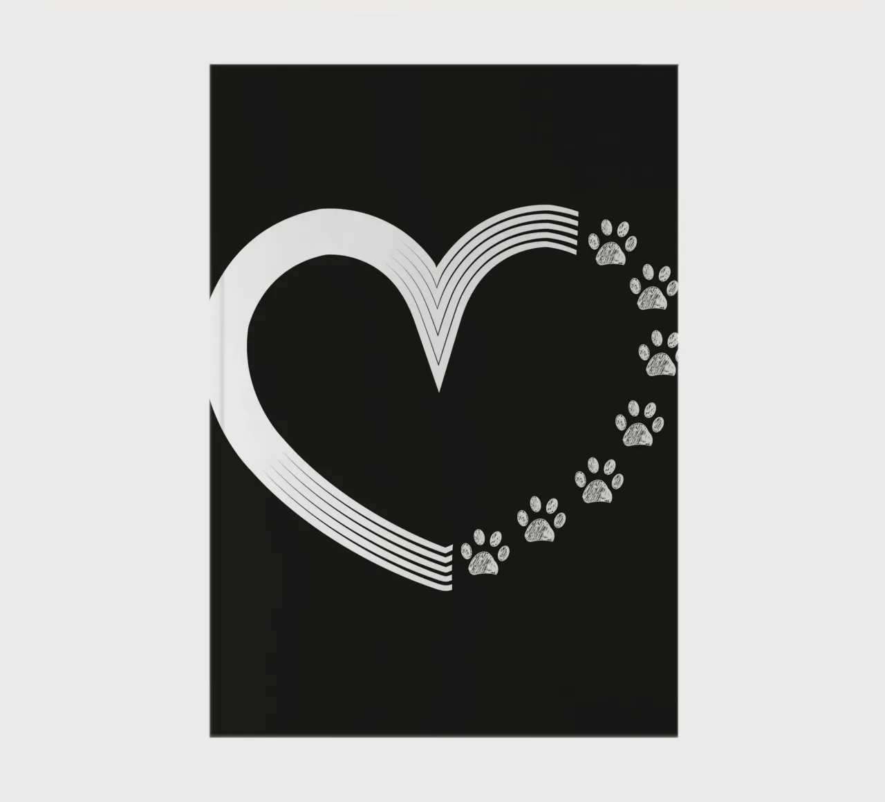White paw prints made of heart notebook by gulsengunel