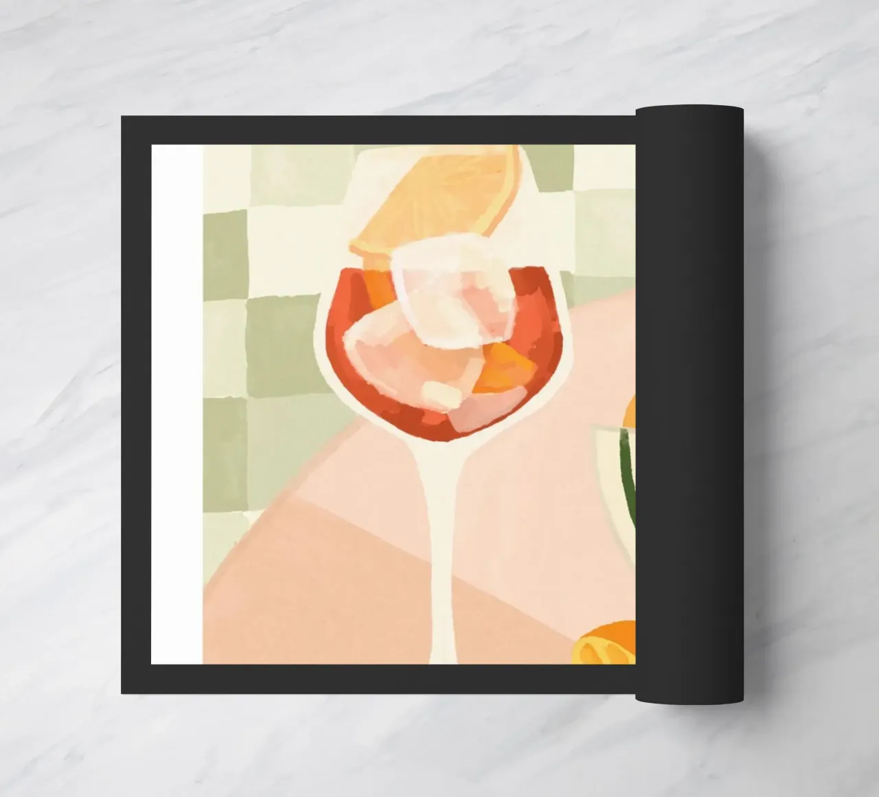bicchiere da vino cubetti di ghiaccio fetta d'arancia zerbino da Oscar Shaw