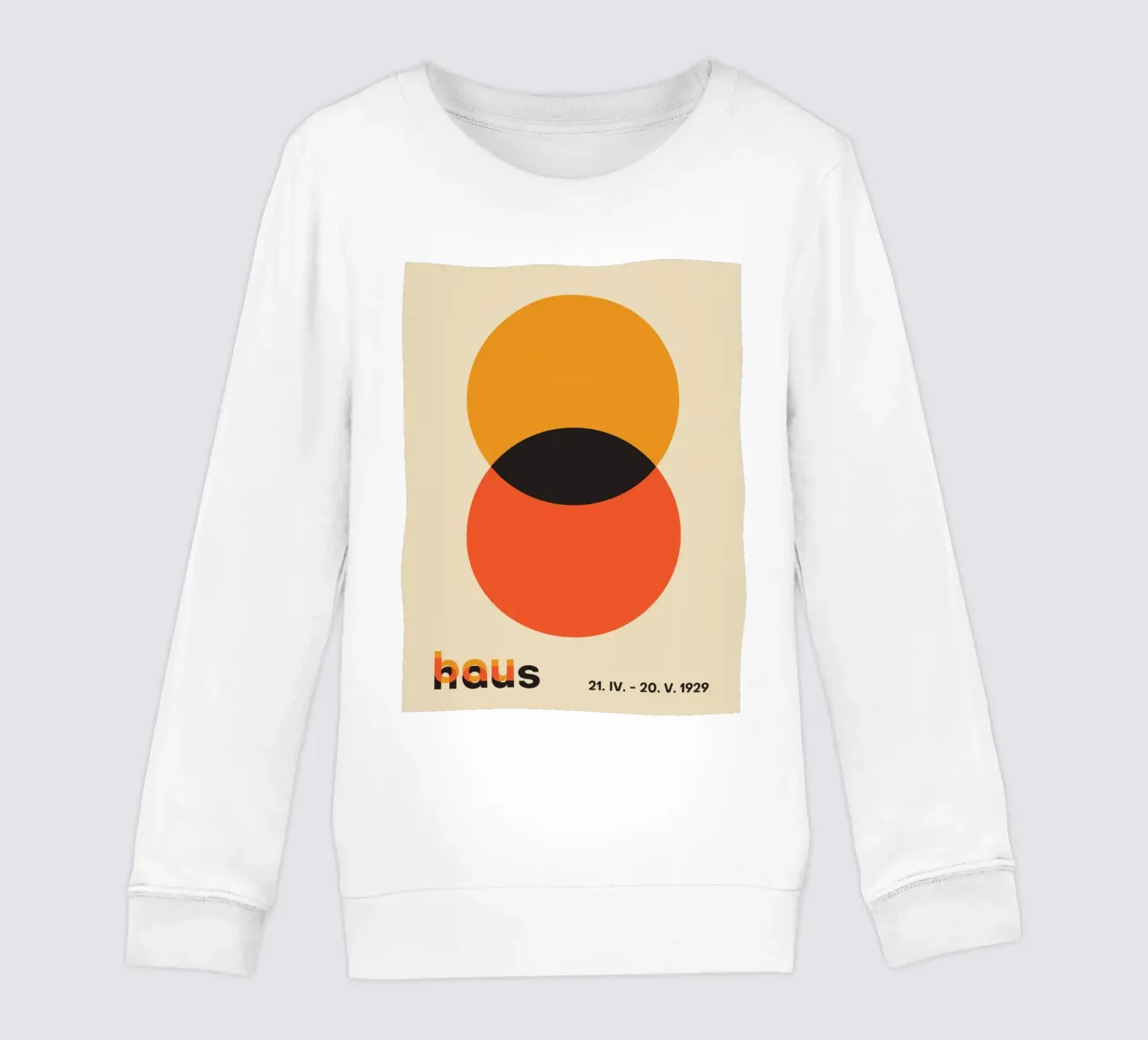 orange circles overlapping shapes kids sweatshirt by Amber Hughes