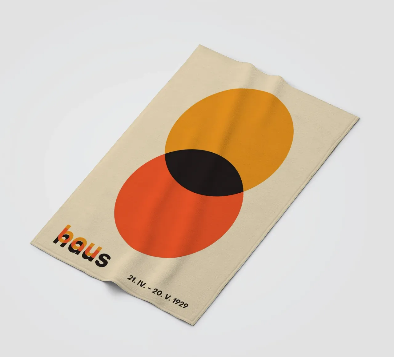 orange circles overlapping shapes fleece blanket by Amber Hughes