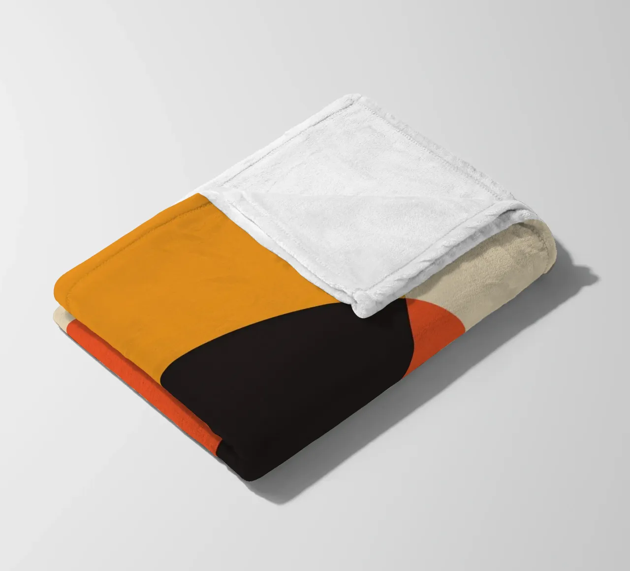 orange circles overlapping shapes fleece blanket by Amber Hughes