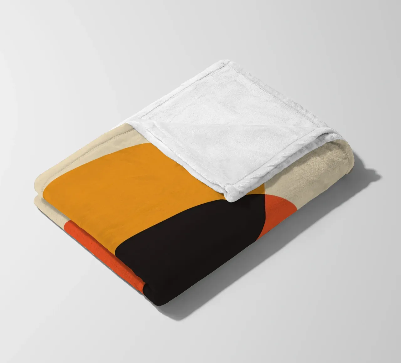 orange circles overlapping shapes fleece blanket by Amber Hughes