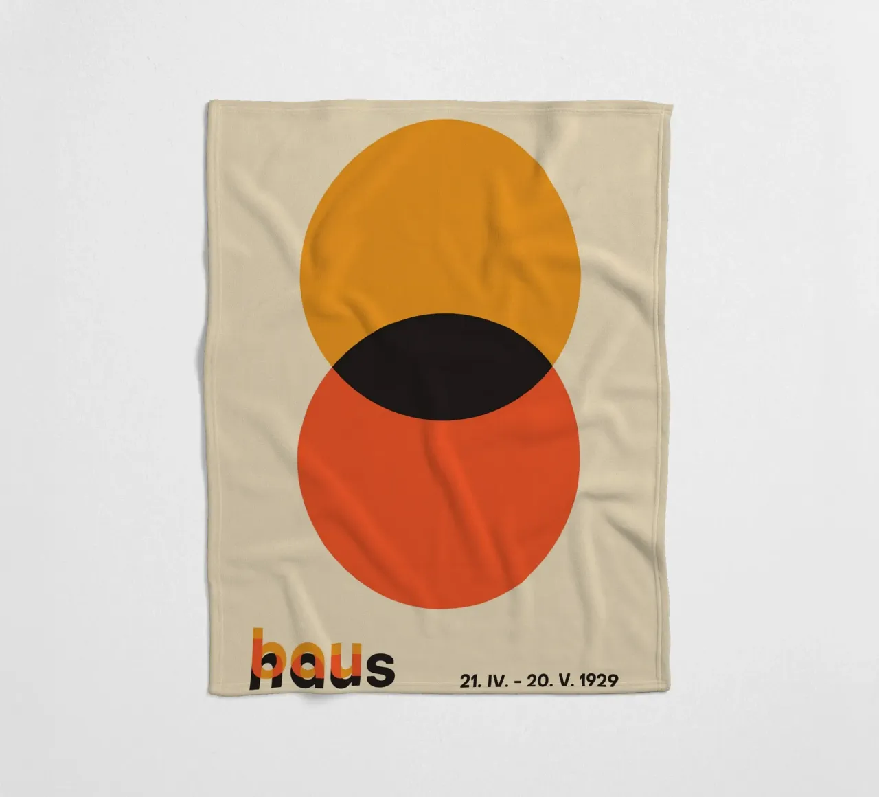 orange circles overlapping shapes fleece blanket by Amber Hughes