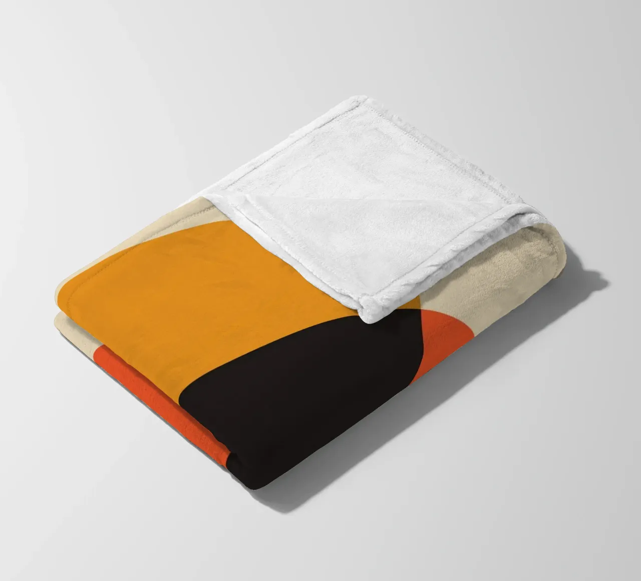 orange circles overlapping shapes fleece blanket by Amber Hughes
