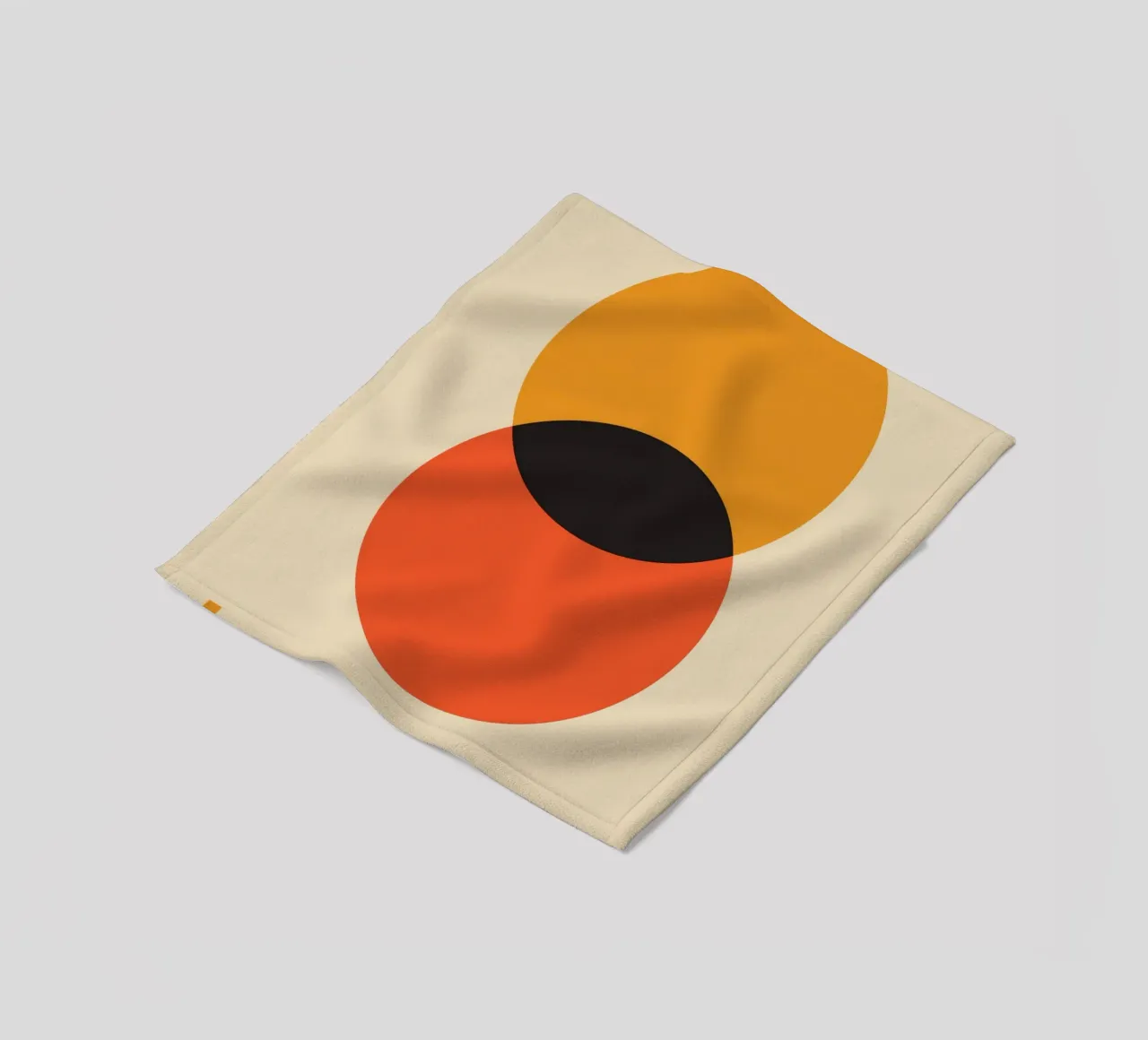 orange circles overlapping shapes fleece blanket by Amber Hughes