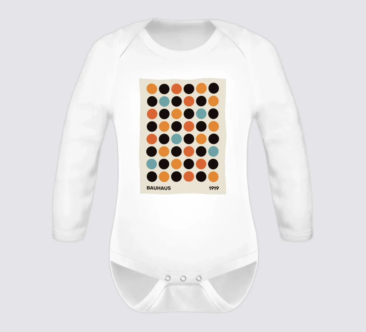 circles pattern long-sleeve baby romper by Amber Hughes