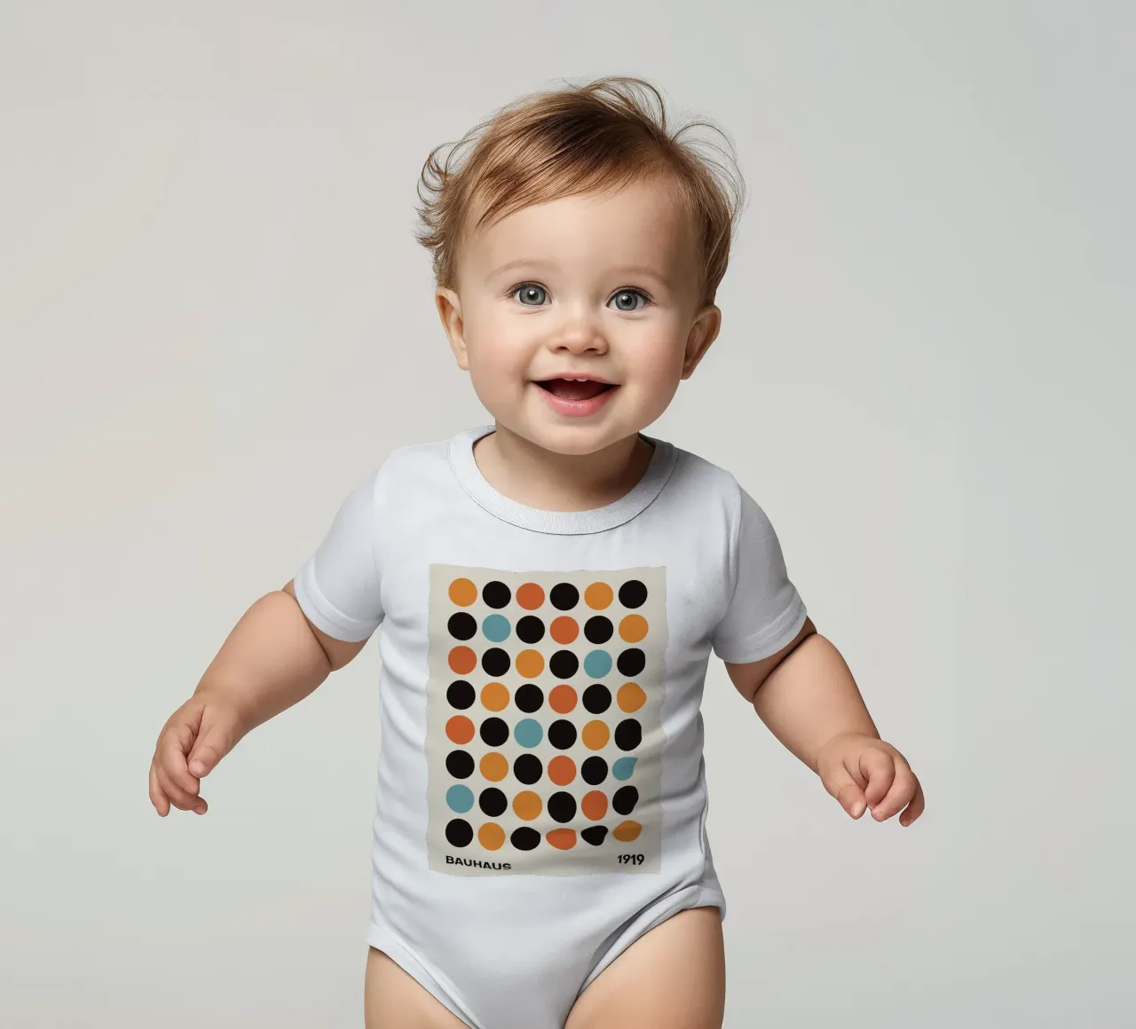 circles pattern short-sleeve baby romper by Amber Hughes