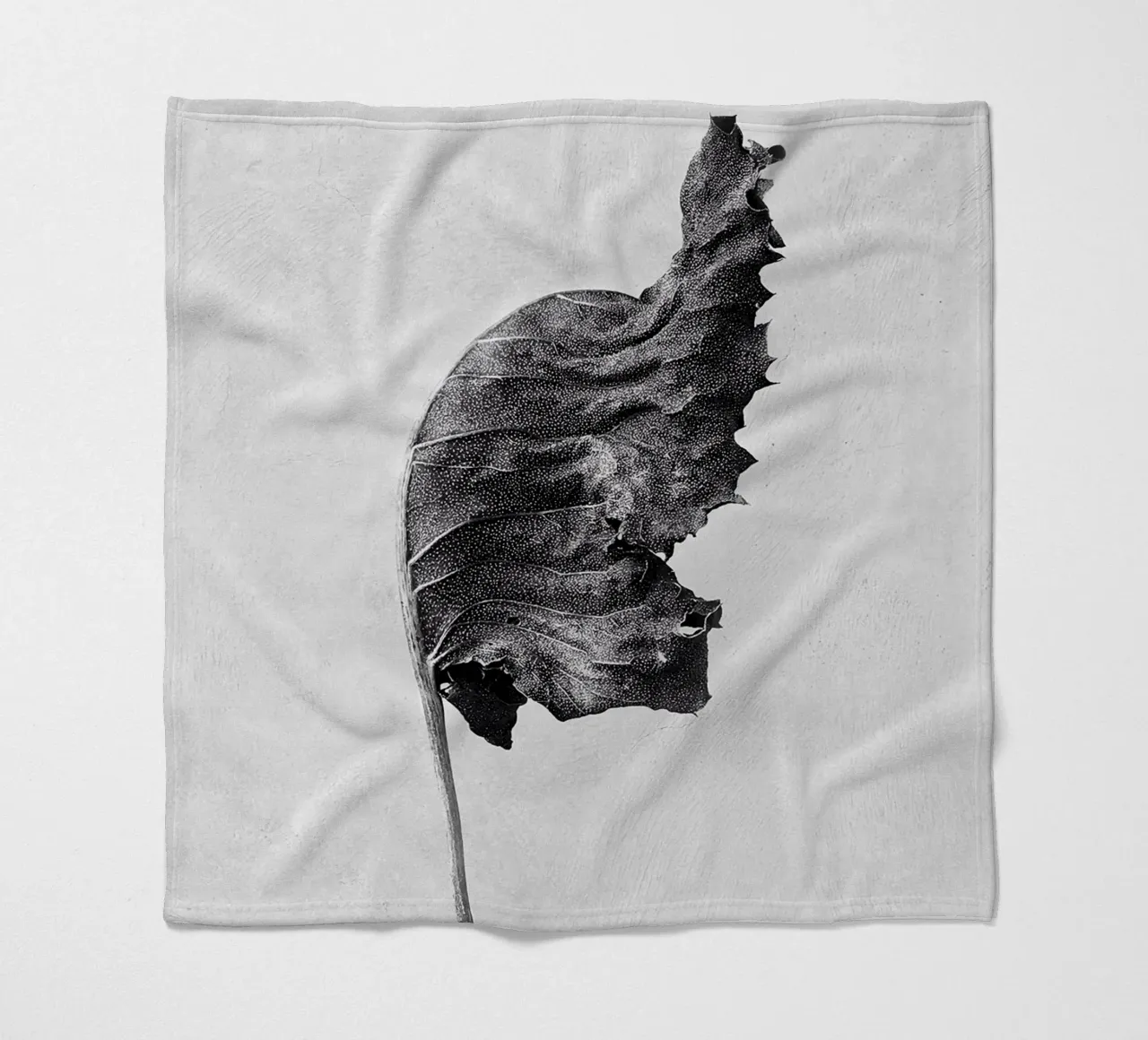 Leaf BW fleece blanket by Amber Hughes