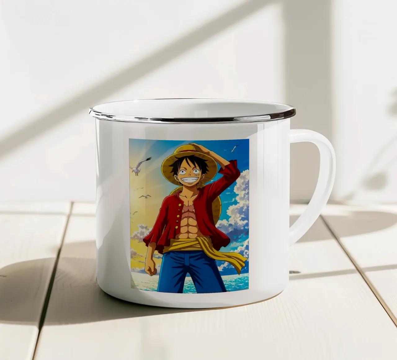 Luffy One Piece tazza in smalto da Musadad Shop