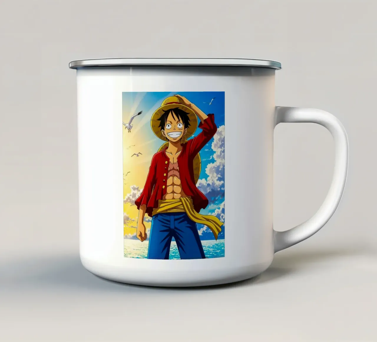 Luffy One Piece tazza in smalto da Musadad Shop