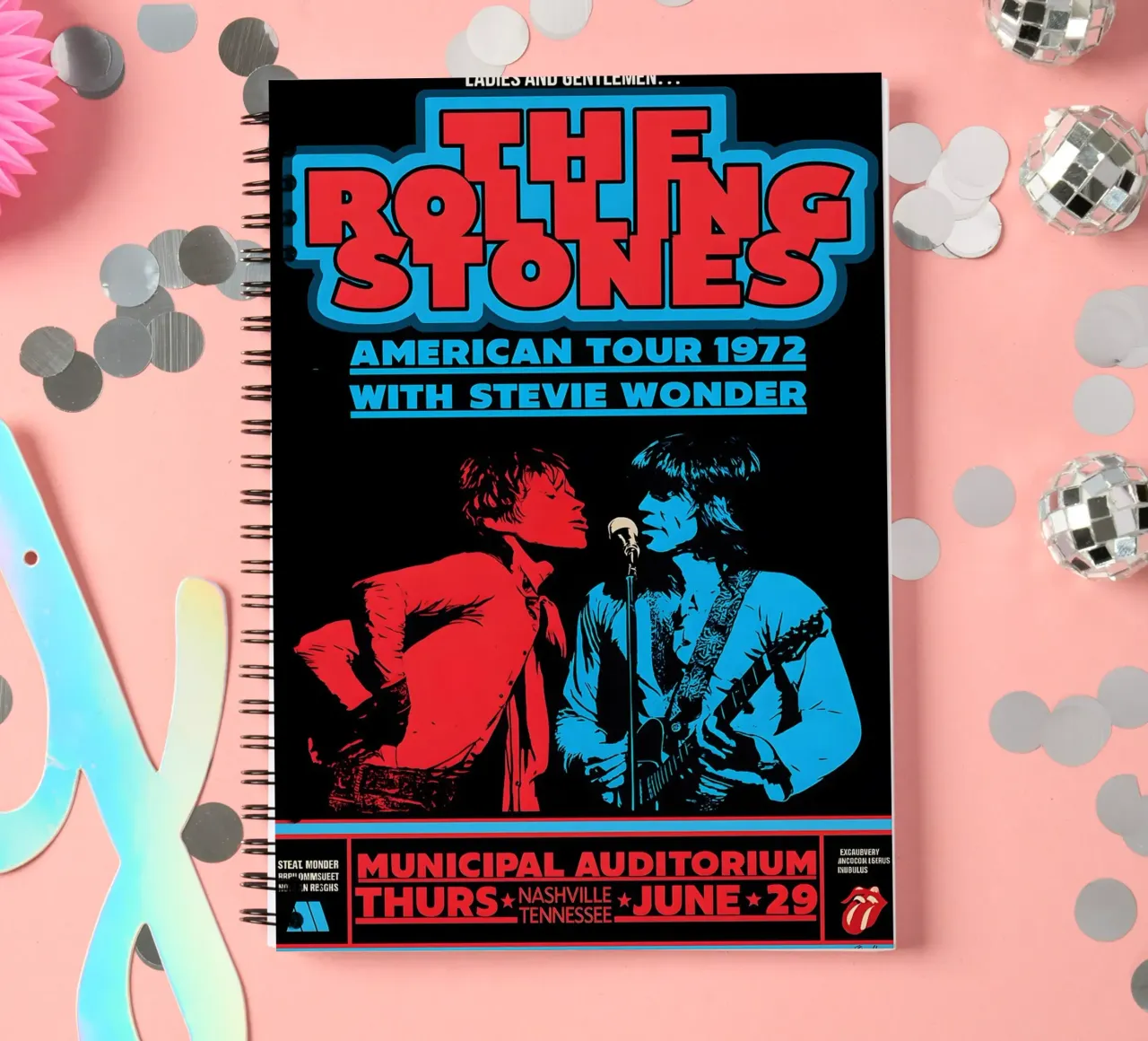 the rolling stones vinyl Album Cover Tin Sign Tour spiral notebook by DGUnder