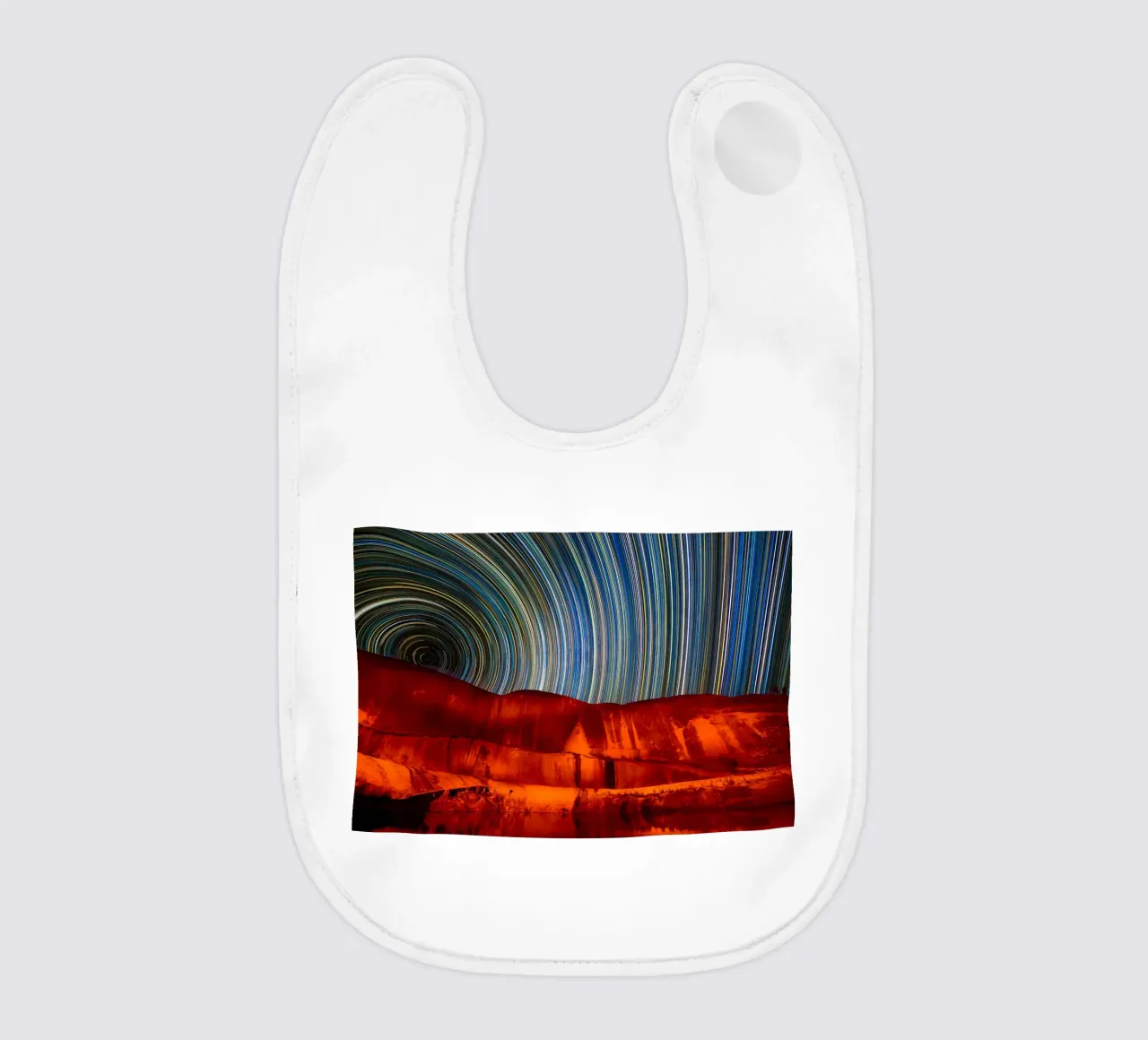 star-trails night-sky baby bib by Earthly Visions